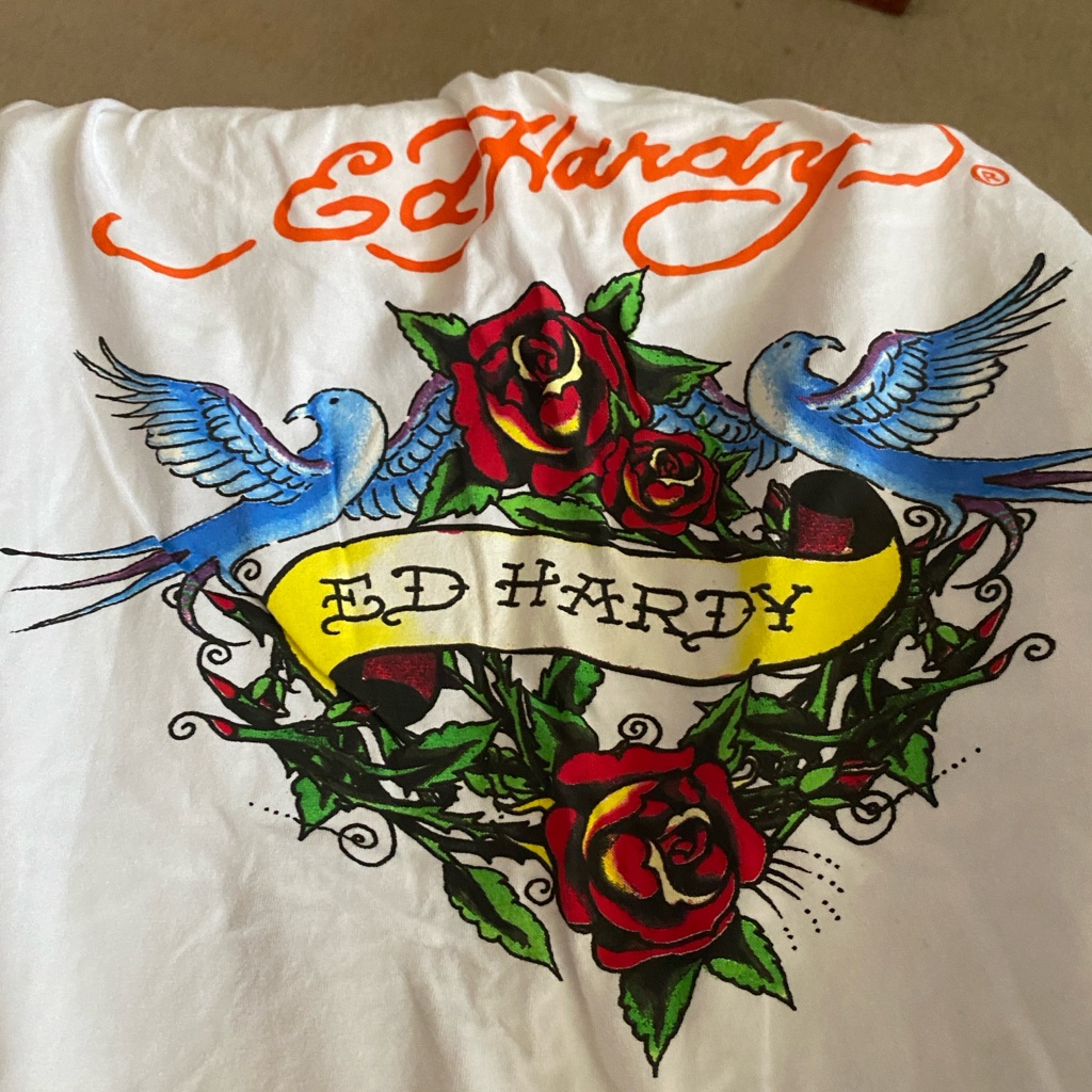 Large White Ed Hardy Top Nwt